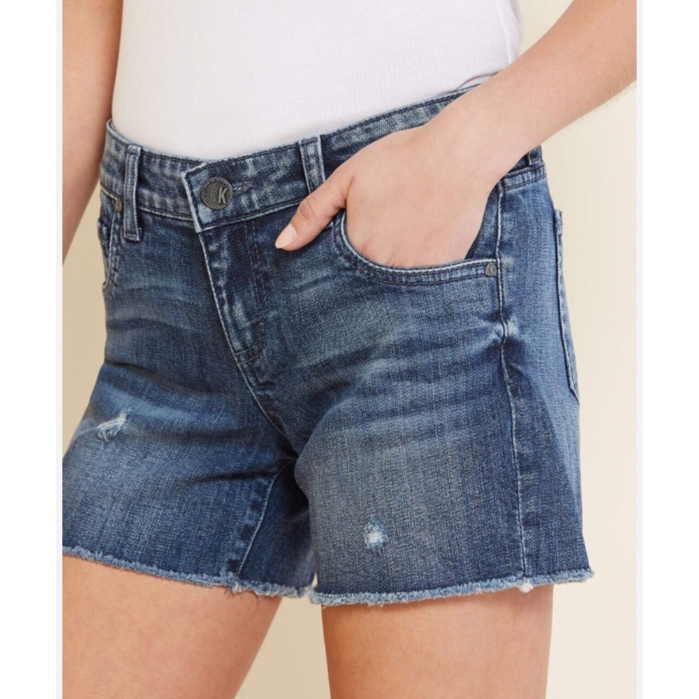 KUT FROM THE KLOTH Womens Gidget Fray Short Blue Denim Stretch Shorts Size 8